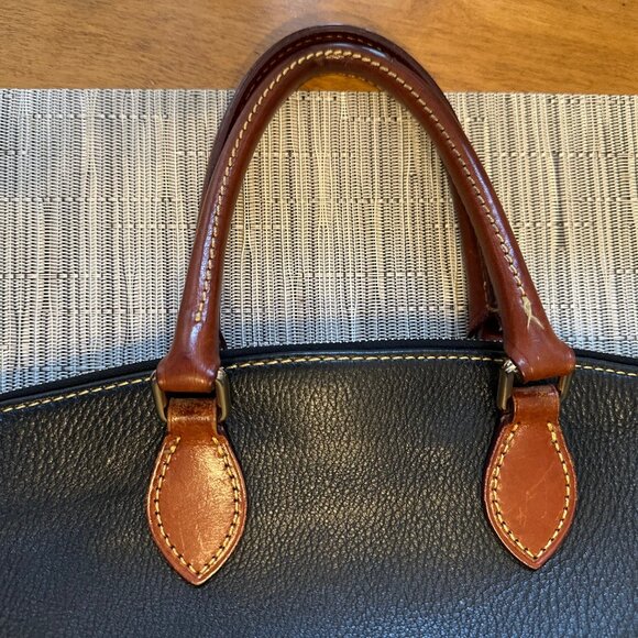 Dooney & Bourke Dillen Pocket Satchel, black pebbled leather, Brown Leather trim - Picture 6 of 15